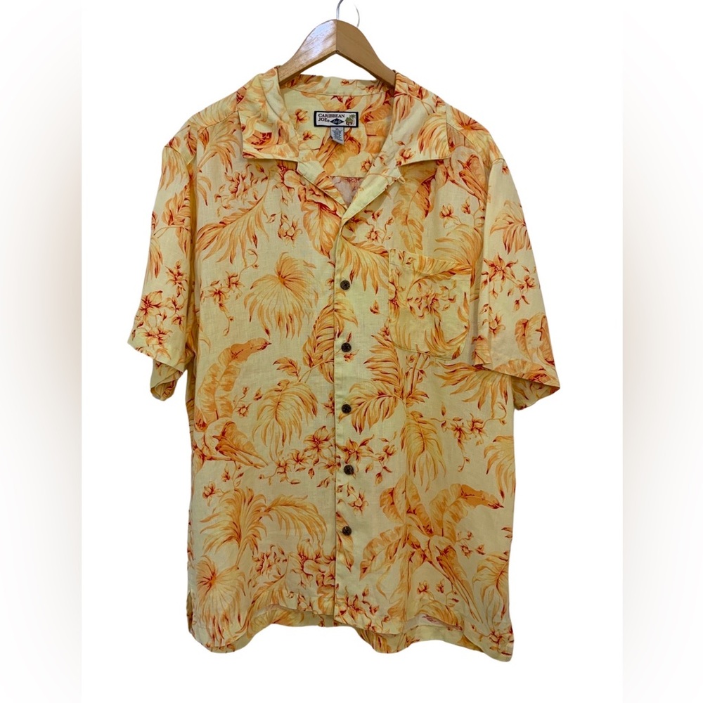 Caribbean joe button down short sleeve linen -  XL